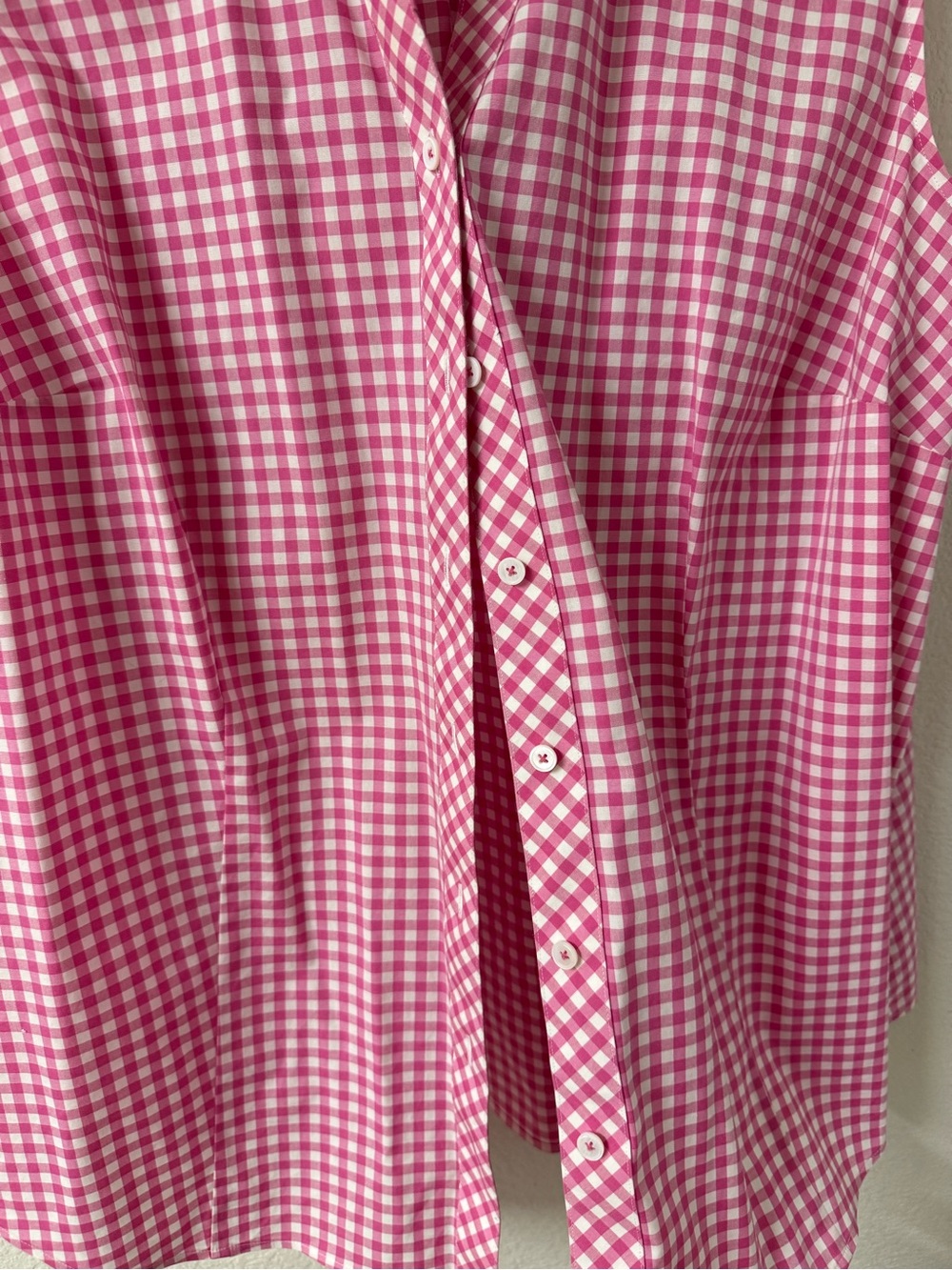 Talbots Pink Gingham Sleeveless Button-Down Shirt - Picture 5 of 7